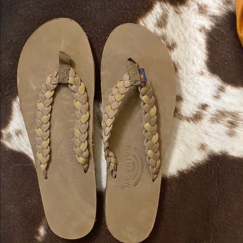 Rainbow Braided Flip Flops